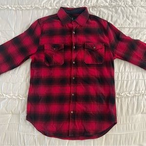 montfort red and black plaid flannel